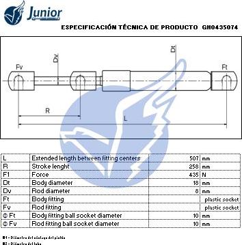 JUNIOR GH0435074 - Газова пружина, кришка багажник avtolavka.club