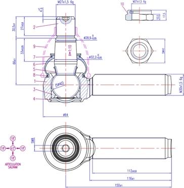 Juratek JSS2158A - Наконечник рульової тяги, кульовий шарнір avtolavka.club