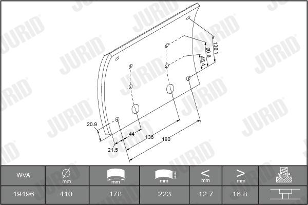 Jurid 1949635050 - Комплект гальмівних черевиків, барабанні гальма avtolavka.club