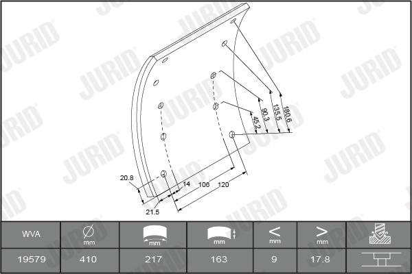 Jurid 1957901820 - Комплект гальмівних черевиків, барабанні гальма avtolavka.club