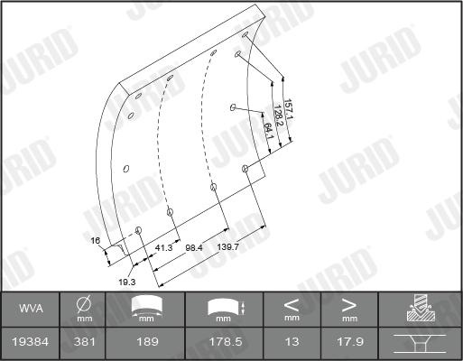 Jurid 1938505380 - Комплект гальмівних черевиків, барабанні гальма avtolavka.club