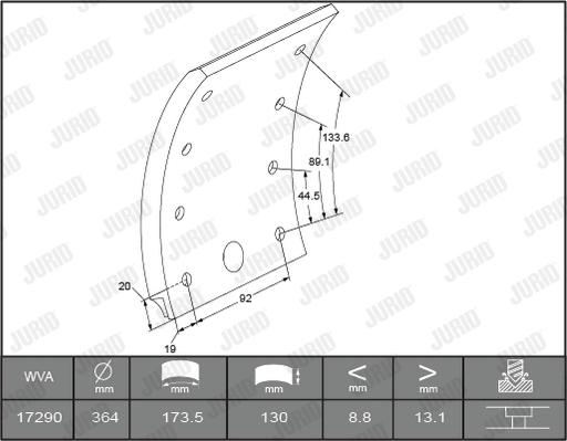 Jurid 1729005380 - Комплект гальмівних черевиків, барабанні гальма avtolavka.club