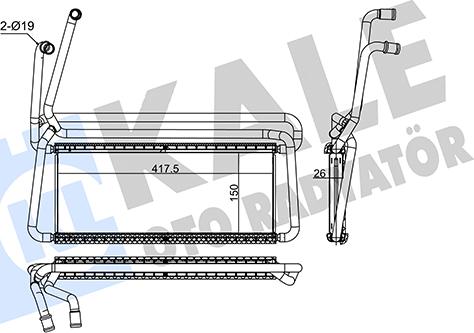 KALE OTO RADYATÖR 351720 - Теплообмінник, опалення салону avtolavka.club