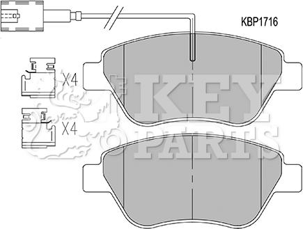 Key Parts KBP1716 - Гальмівні колодки, дискові гальма avtolavka.club