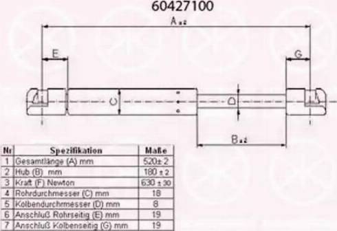 Klokkerholm 60427100 - Газова пружина, кришка багажник avtolavka.club