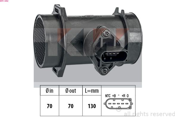 KW 491 442 - Датчик потоку, маси повітря avtolavka.club