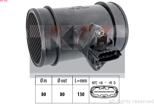 KW 491 034 - Датчик потоку, маси повітря avtolavka.club