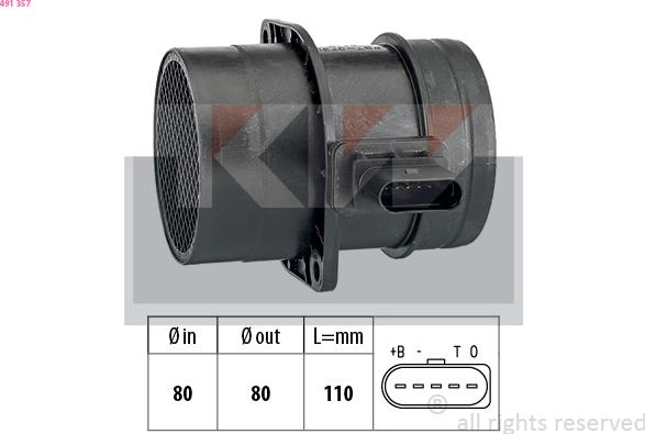KW 491 357 - Датчик потоку, маси повітря avtolavka.club