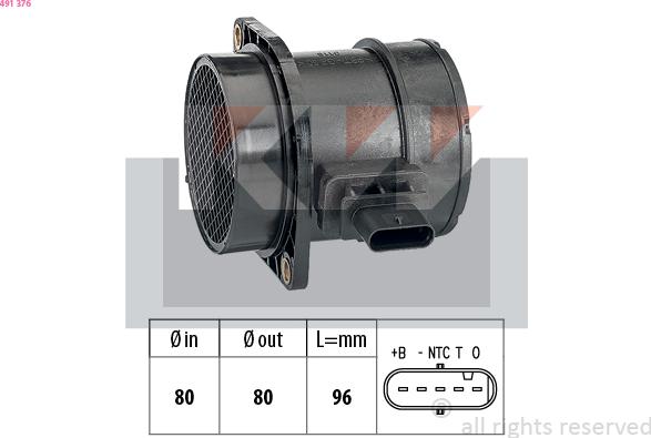 KW 491 376 - Датчик потоку, маси повітря avtolavka.club