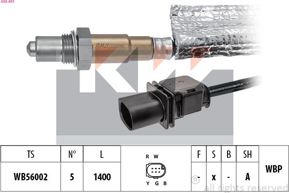 KW 498 491 - Лямбда-зонд, датчик кисню avtolavka.club