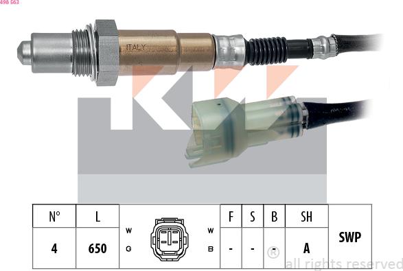 KW 498 563 - Лямбда-зонд, датчик кисню avtolavka.club