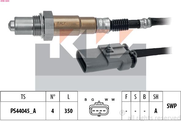 KW 498 584 - Лямбда-зонд, датчик кисню avtolavka.club