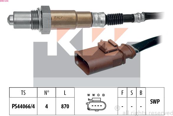 KW 498 534 - Лямбда-зонд, датчик кисню avtolavka.club