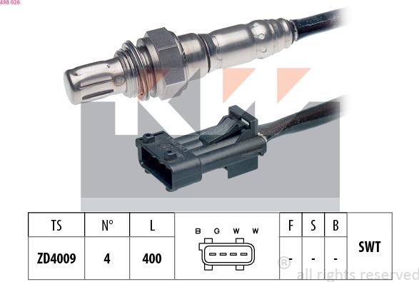 KW 498 026 - Лямбда-зонд, датчик кисню avtolavka.club