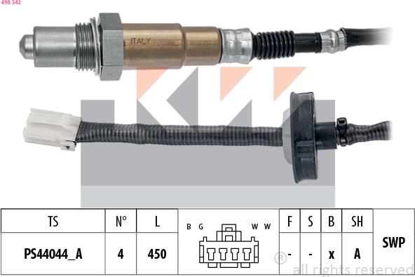 KW 498 342 - Лямбда-зонд, датчик кисню avtolavka.club