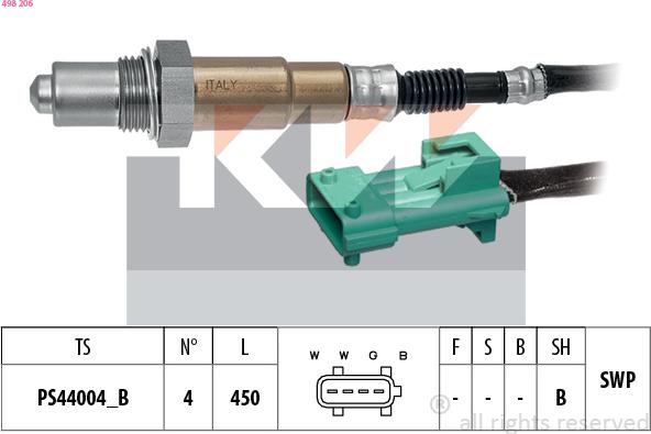 KW 498 206 - Лямбда-зонд, датчик кисню avtolavka.club