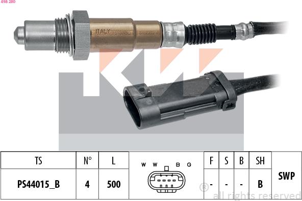 KW 498 280 - Лямбда-зонд, датчик кисню avtolavka.club