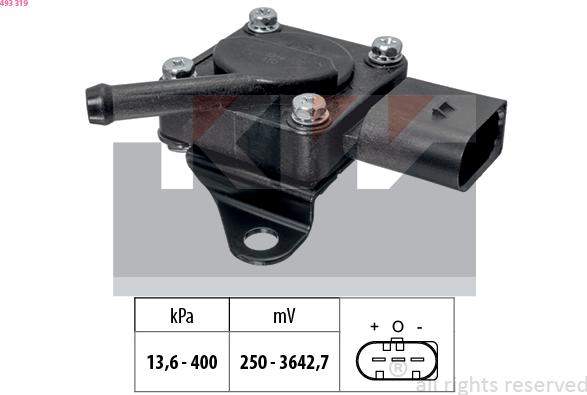 KW 493 319 - Датчик, тиск вихлопних газів avtolavka.club