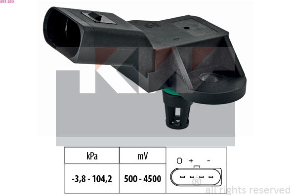 KW 493 280 - Датчик тиску, підсилювач гальмівної системи avtolavka.club