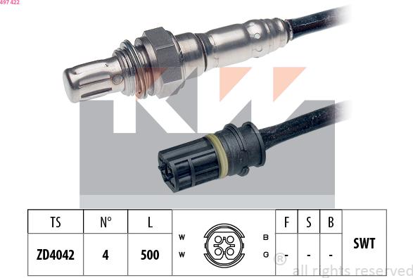 KW 497 422 - Лямбда-зонд, датчик кисню avtolavka.club