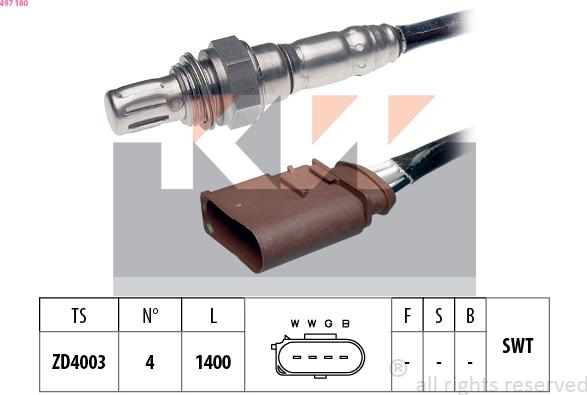 KW 497 180 - Лямбда-зонд, датчик кисню avtolavka.club