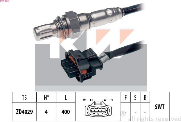 KW 497 343 - Лямбда-зонд, датчик кисню avtolavka.club