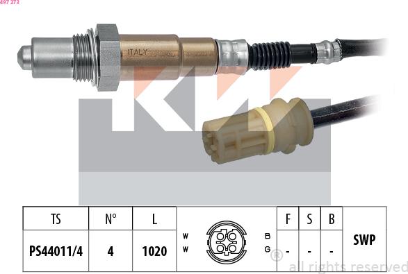 KW 497 273 - Лямбда-зонд, датчик кисню avtolavka.club