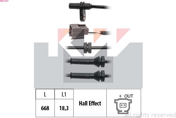 KW 460 237 - Датчик ABS, частота обертання колеса avtolavka.club
