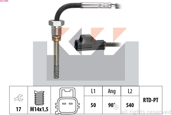 KW 422 089 - Датчик, температура вихлопних газів avtolavka.club