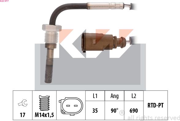 KW 422 077 - Датчик, температура вихлопних газів avtolavka.club