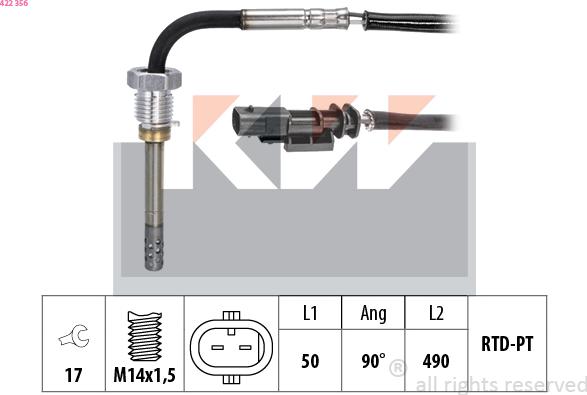 KW 422 356 - Датчик, температура вихлопних газів avtolavka.club