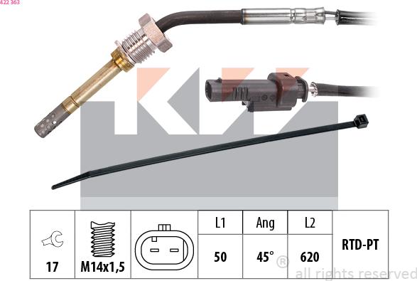 KW 422 363 - Датчик, температура вихлопних газів avtolavka.club