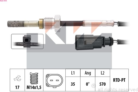 KW 422 318 - Датчик, температура вихлопних газів avtolavka.club