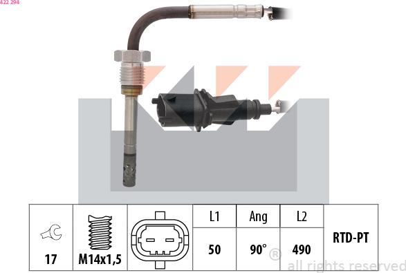 KW 422 294 - Датчик, температура вихлопних газів avtolavka.club