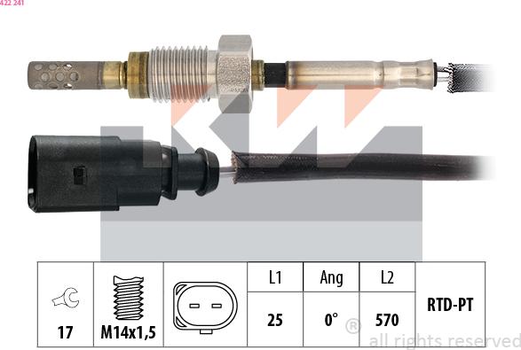 KW 422 241 - Датчик, температура вихлопних газів avtolavka.club