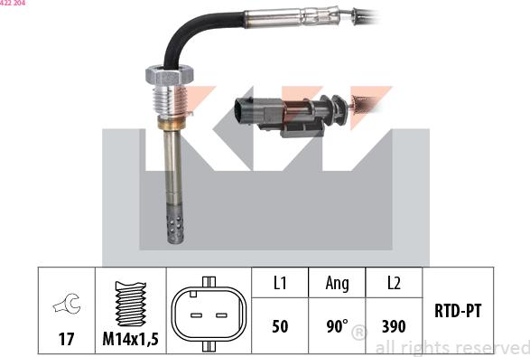 KW 422 204 - Датчик, температура вихлопних газів avtolavka.club