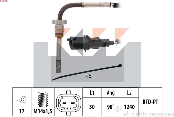 KW 422 213 - Датчик, температура вихлопних газів avtolavka.club