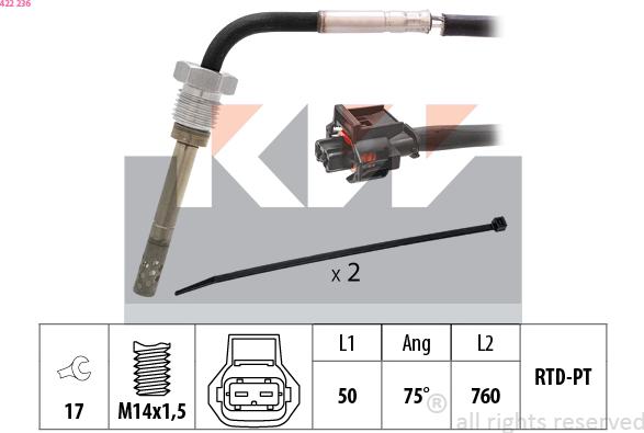 KW 422 236 - Датчик, температура вихлопних газів avtolavka.club