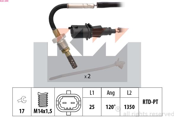 KW 422 230 - Датчик, температура вихлопних газів avtolavka.club