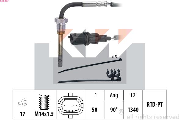 KW 422 237 - Датчик, температура вихлопних газів avtolavka.club