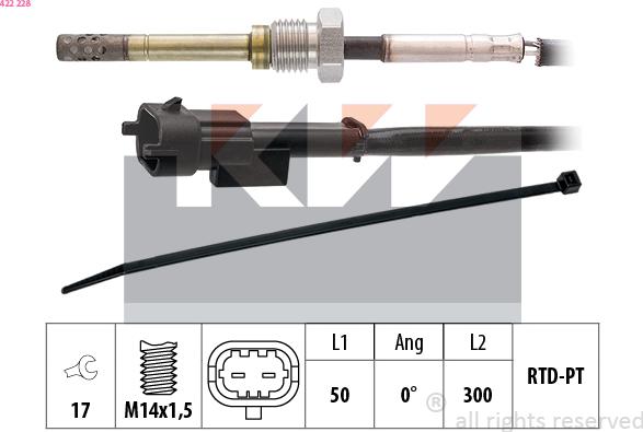 KW 422 228 - Датчик, температура вихлопних газів avtolavka.club