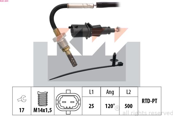 KW 422 223 - Датчик, температура вихлопних газів avtolavka.club