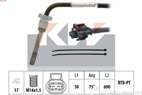 KW 422 227 - Датчик, температура вихлопних газів avtolavka.club