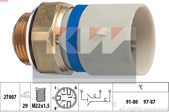 KW 550 701 - Термовимикач, вентилятор радіатора / кондиціонера avtolavka.club