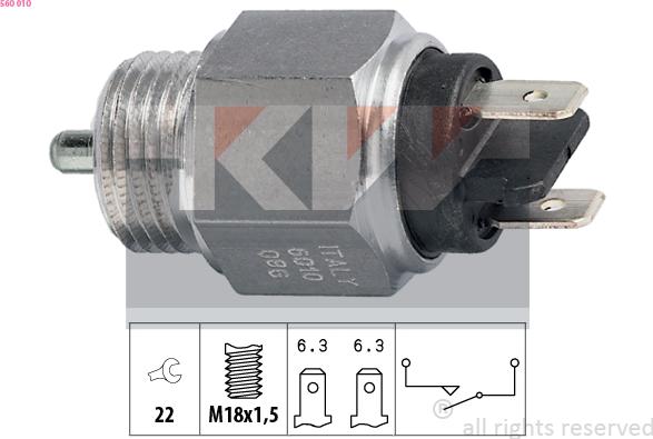 KW 560 010 - Датчик, контактний перемикач, фара заднього ходу avtolavka.club