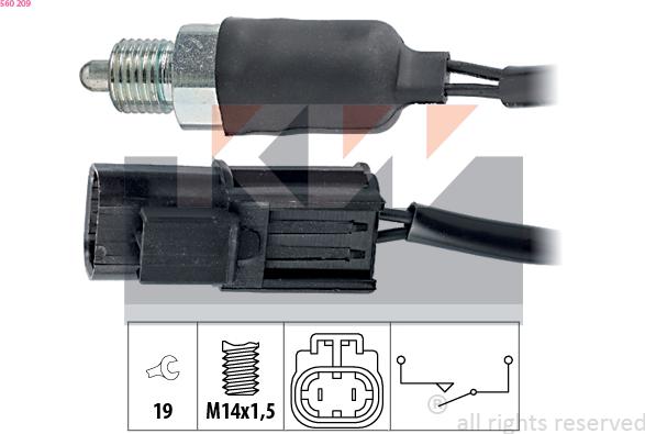 KW 560 209 - Датчик, контактний перемикач, фара заднього ходу avtolavka.club