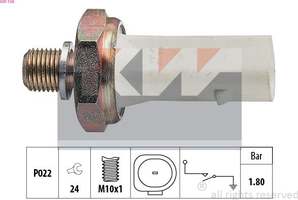 KW 500 136 - Датчик, тиск масла avtolavka.club