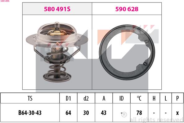 KW 580 496 - Термостат, охолоджуюча рідина avtolavka.club