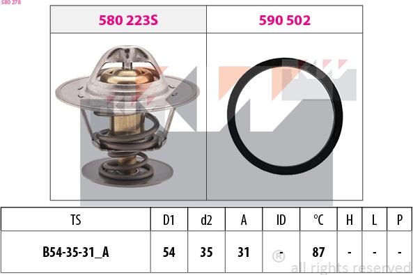 KW 580 278 - Термостат, охолоджуюча рідина avtolavka.club