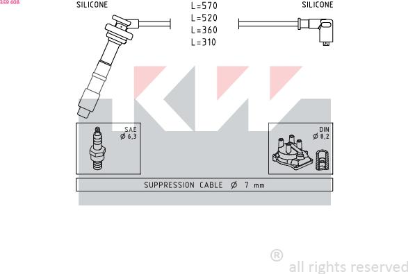 KW 359 608 - Комплект проводів запалювання avtolavka.club